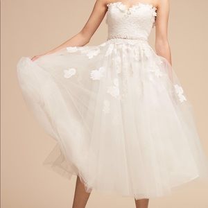 BHLDN T-Length A-Line Ivory Wedding Dress 00